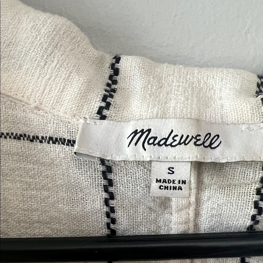 Madewell Cream and Black Windowpane Short-Sleeve Button Shirt - Picture 2 of 3